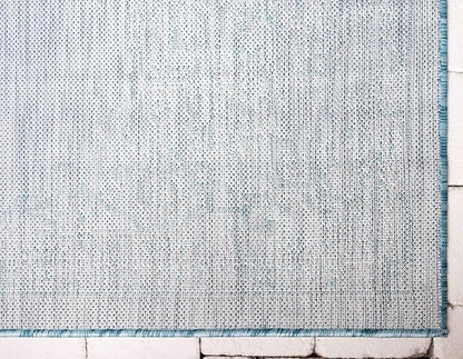 Unique Loom Outdoor Traditional Collection Area Rug - Antique (9' x 12' Rectangle, Light Aqua/ Gray)
