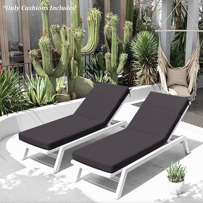 Chaise Lounge Cushion for Outdoor Furniture, Waterproof Fade and Tear Resistant Lounge Deck Chair Cushions for Patio Lawn Pool Resort Hotel