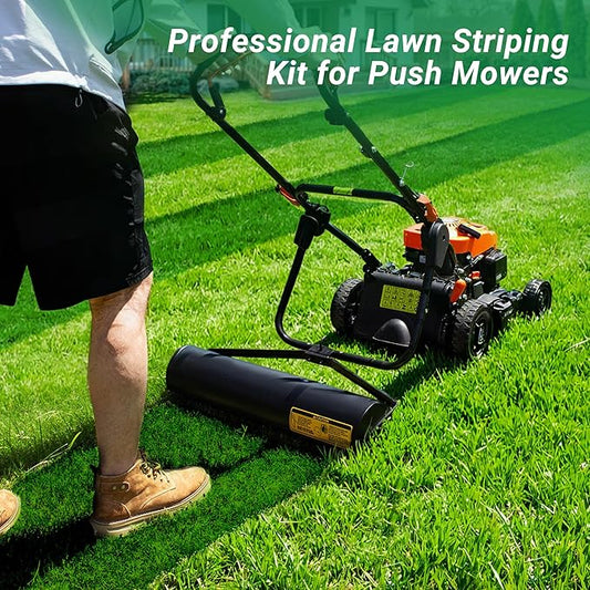 Suchtale Lawn Striping Kit for Push Mowers, Heavy-Duty Stainless Steel Roller, Universal DIY Lawn Striper with Large Easy-Fill Sand Port & Funnel, Adjustable Design, Fits Gas or Electric Lawn Mowers