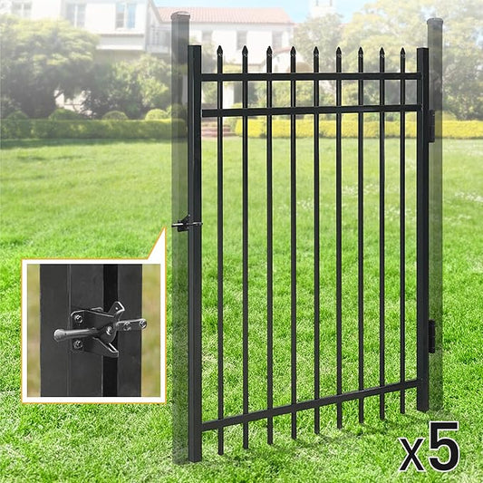 Pinnacle Fence Gate Pack of 5 - Heavy Duty Steel, 5FT x 4FT, Anti-Rust, Decorative for Residential, Yard, Pool, Patio