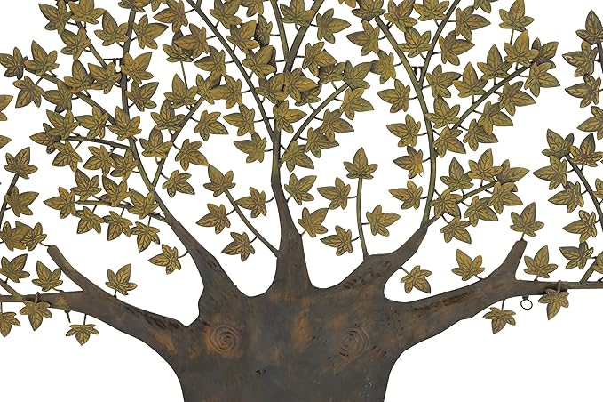 Deco 79 Metal Tree Home Wall Decor Indoor Outdoor Wall Sculpture with Leaves, Wall Art 93" x 2" x 41", Brown