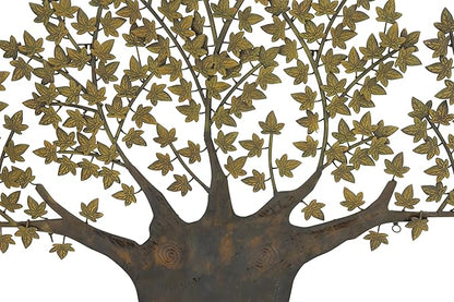Deco 79 Metal Tree Home Wall Decor Indoor Outdoor Wall Sculpture with Leaves, Wall Art 93" x 2" x 41", Brown