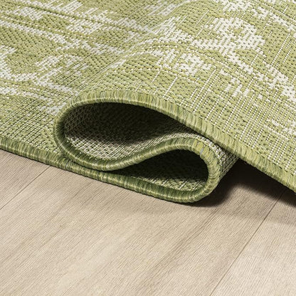 JONATHAN Y Boho Medallion Indoor Outdoor Area Rug 9X12 Green/Cream, Malta Textured Weave for Backyard, Patio, Porch, Easy-Cleaning, High Traffic, Pet-Friendly, Non-Shedding (SMB104D-9)