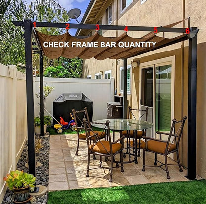 Pergola Shade Cover Replacement Canopy Top Compatible with 10 X 10 ft 6-Bar Pergola Frames - Brown (Canopy Size 116" W x 95" L, Canopy Top Only)