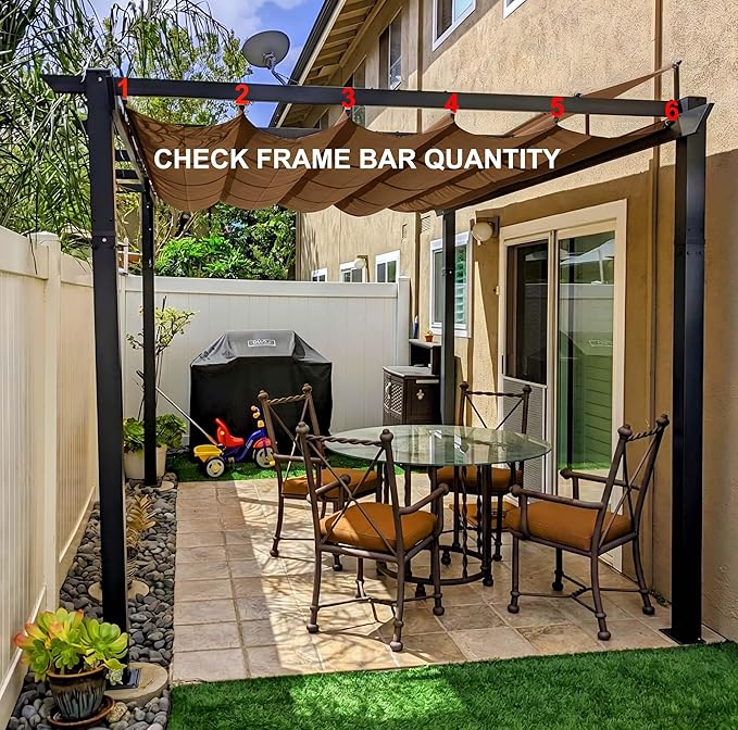 Pergola Shade Cover Replacement Canopy Top Compatible with 10 X 13 ft 6-Bar Pergola Frames - Brown (Canopy Size 116" W x 135" L, Canopy Top Only)