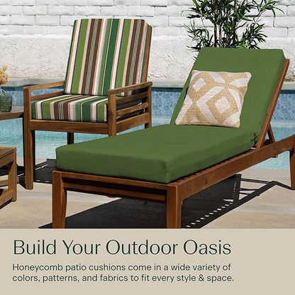 Honeycomb Outdoor Heritage Chaise, 22.5" W x 70" L, Textured Solid Artichoke Green Chair Cushion for Patio Furniture