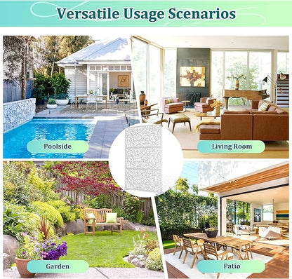 Metal Privacy Screen Outdoor Privacy Screen, Freestanding Fence Panel for Outside, 72''H×47''W, Decorative Screen Panel for Backyard/Patio/Deck
