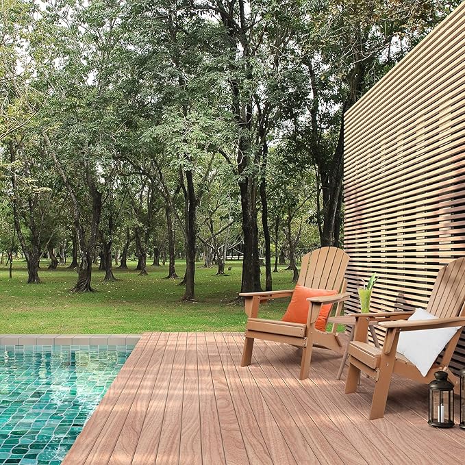 FUNBERRY Folding Adirondack Chair Set of 2, All Weather HDPE Fire Pit Chairs with Cup Holder for Outdoor