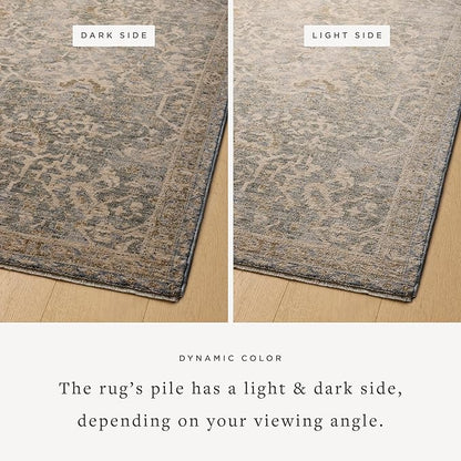Loloi Magnolia Home by Joanna Gaines Junie Collection JUE-01 Blue/Natural 9'-6" x 9'-6", .38" Pile Height, Round Area Rug