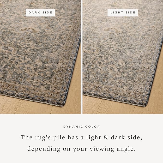 Loloi Magnolia Home by Joanna Gaines Junie Collection JUE-01 Blue/Natural 5'-3" x 5'-3", .38" Pile Height, Round Area Rug