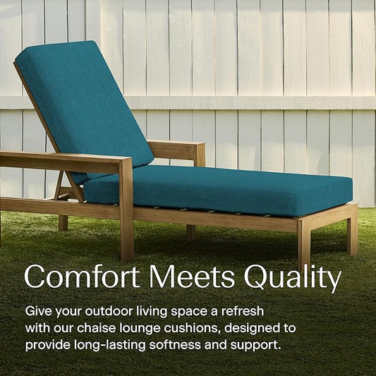 Honeycomb Outdoor Chaise, 22.5" W x 70" L, Textured Solid Teal Patio Cushion