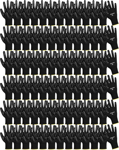 Maxcheck 54 Pairs PU Coated Gloves Bulk, Reusable Rubber Safety Gloves for Men Women Work Warehouse, Mechanic, Woodworking