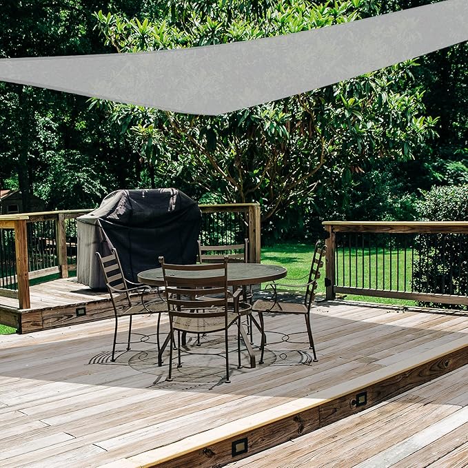 AsterOutdoor Sun Shade Sail Triangle 10' x 10' x 10' UV Block Canopy for Patio Backyard Lawn Garden Outdoor Activities, Gray