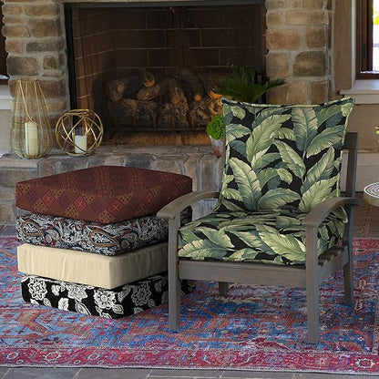 Arden Outdoor Deep Seat Cushion Set, 24 in x 24 in, Weather-Proof, Rain-Proof, Fade Resistant Patio Cushion for Chair, Sofa, and Couch Onyx Cebu