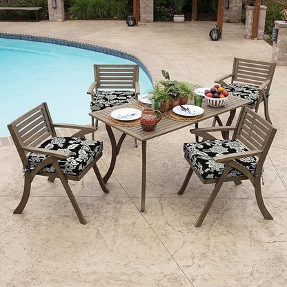 Arden Foam Outdoor Seat Cushions (2-Pack), 19 x 19, Premium High-Density Foam, Never Flattens, Weather-Proof for Outdoor Chairs Ashland Black Jacobean