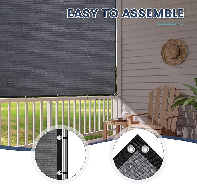 90% Sun Shade Cloth with Grommets, Customizing Outdoor Pergola Shade Cover Canopy, Heavy-Duty Mesh Tarp Patio Sun Screen for Lawn Garden Backyard, 8X23 FT, Grey