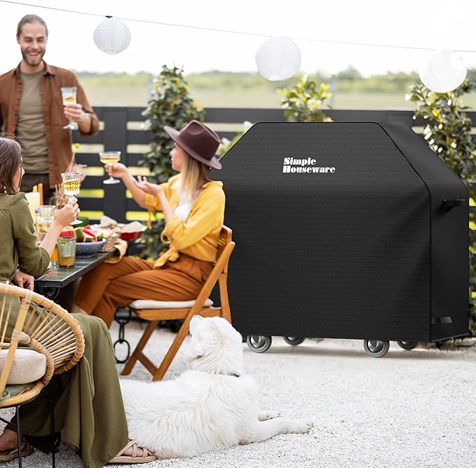 Simple Houseware 58 in. Heavy-Duty BBQ Gas Grill Cover, 600D Polyester Waterproof, Weather-Resistant