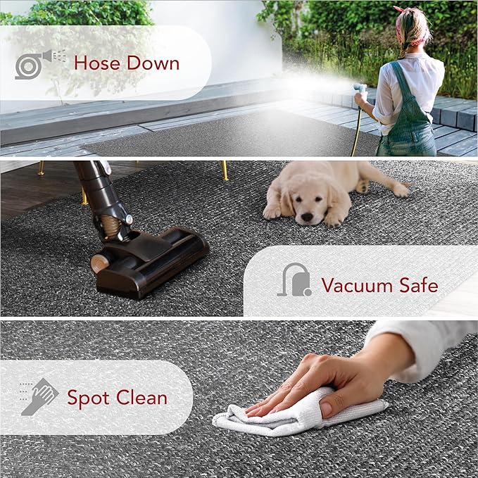 nuLOOM 5' x 8' Solid Hand Braided Indoor/Outdoor Area Rug, Pet-Friendly, High Traffic, Weather Resistant, for Patio, Balcony, Bedroom, Living Room, Dining Room, Wynn Charcoal