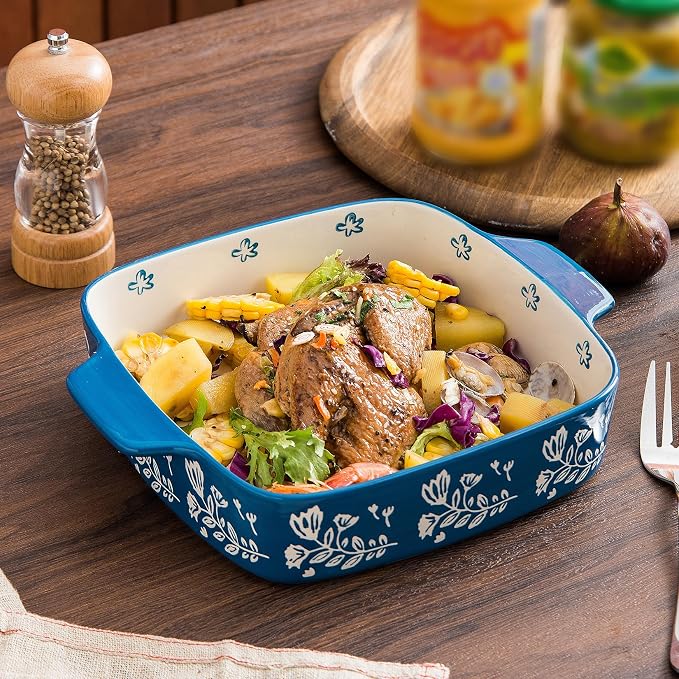 Wisenvoy Baking Dish Ceramic Brownie Pan 9x9 Baking Pan Casserole Dish Lasagna Pan Square Rose Bakeware Sets
