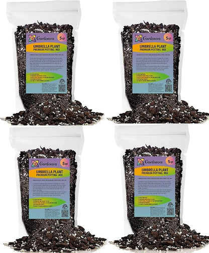 Gardenera Umbrella Plant Premium Potting Mix - 20 Quart - Nourish Your Plants with Nature's Finest Ingredients (4 Bags of 5 QT)