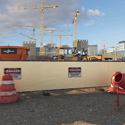 Amgo Custom Made 3' x 159' Beige Balcony Privacy Screen, Apartment Porch Railing Patio Fence Windscreen Fabric Cloth, Heavy Duty, Commercial and Residential, 90% Blockage (We Customize)