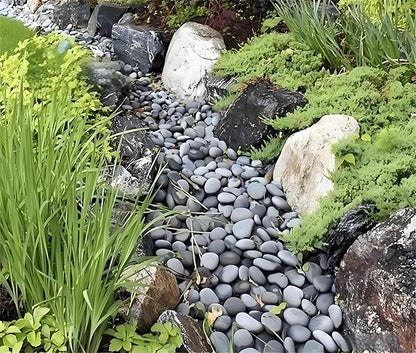 FANTIAN 10 Pounds Black River Rocks, 2-3 Inch Black Stones Pebbles for Plants, Landscaping, Garden, Aquarium, Backyard and Indoor Water Fountains
