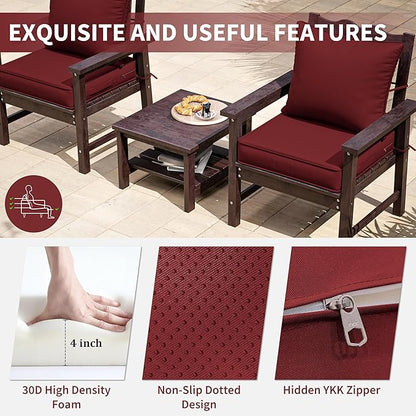 Premium Outdoor Seat Cushion Chair Cushions for Patio Furniture 22 L X 22 W X 4 H Waterproof & Fade Resistant Deep Seat and Backrest Cushion Set with Removable Covers for Chair, Sofa