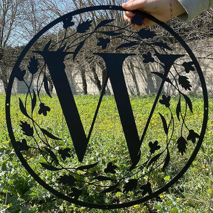 Personalized Metal Name Letter with Vines, Split Letter Monogram Wall Art Decor, Durable Steel Family Last Name, Custom Signs Indoor or Outdoor, Personalized Wedding Gifts, Housewarming Gift