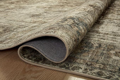 Loloi Magnolia Home by Joanna Gaines Sinclair Collection SIN-01 Pebble/Taupe 7'-6" x 9'-6", .25" Pile Height, Machine Washable, Area Rug