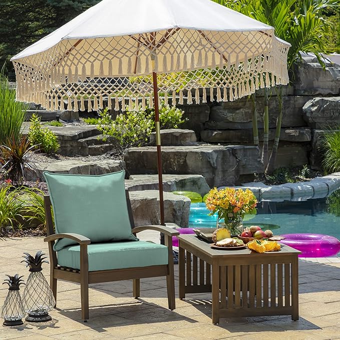Arden Outdoor Foam Deep Seat Cushion (2-Pack), 22x24, Premium High-Density Foam, Never Flattens, Weather-Proof for Patio Chair Sofa Couch, Aqua Leala