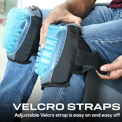 SAFE HANDLER Professional Gel Knee Pads with Foam Padding & Tough Abrasion Resistant Shell, Non-Marring Cap, Adjustable Velcro Strap, Non-Skid, Comfortable & Heavy Duty Knee Protection for Work