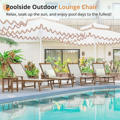 LUE BONA Chaise Lounge Chair Outdoor Set of 2, HDPS and HDPE Wicker Chaise Lounger with 5 Positions, Pool Lounge Chairs with Wheels and Adjustable Backrest for Patio, Poolside, Deck, Backyard