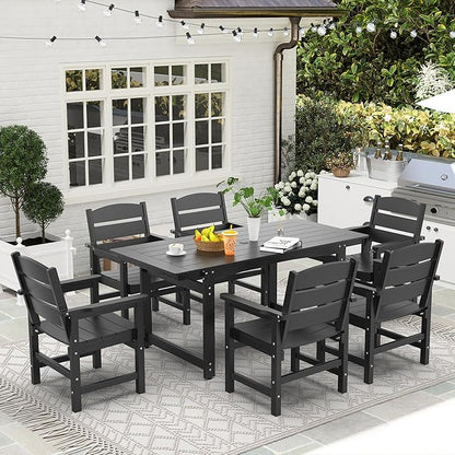 Patio Dining Chair Set of 2, Poly Lumber Outdoor Dining Chairs, Weather Resistant HIPS Outdoor Chairs for Pool, Deck, Backyard, Garden, Fire Pit Seating, Black