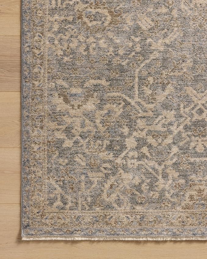 Loloi Magnolia Home by Joanna Gaines Junie Collection JUE-01 Blue/Natural 9'-6" x 9'-6", .38" Pile Height, Round Area Rug