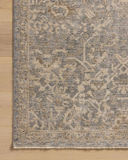 Loloi Magnolia Home by Joanna Gaines Junie Collection JUE-01 Blue/Natural 9'-6" x 9'-6", .38" Pile Height, Round Area Rug