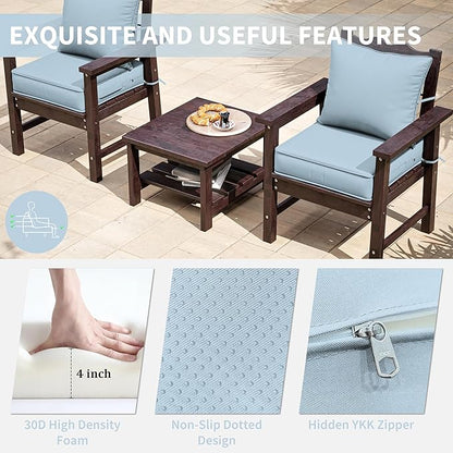 Premium Outdoor Seat Cushion Chair Cushions for Patio Furniture 19 L X 19 W X 4 H Waterproof & Fade Resistant Deep Seat and Backrest Cushion Set with Removable Covers for Chair, Sofa