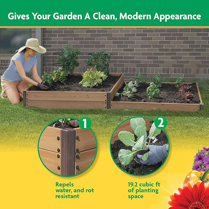 Miracle-GRO 4 x 8 Ft. 2-Tier Wooden Raised Garden Bed, 19.2 Cu. Ft. Above Ground Garden with Powder-Coated Metal Brackets for Decks and Yards