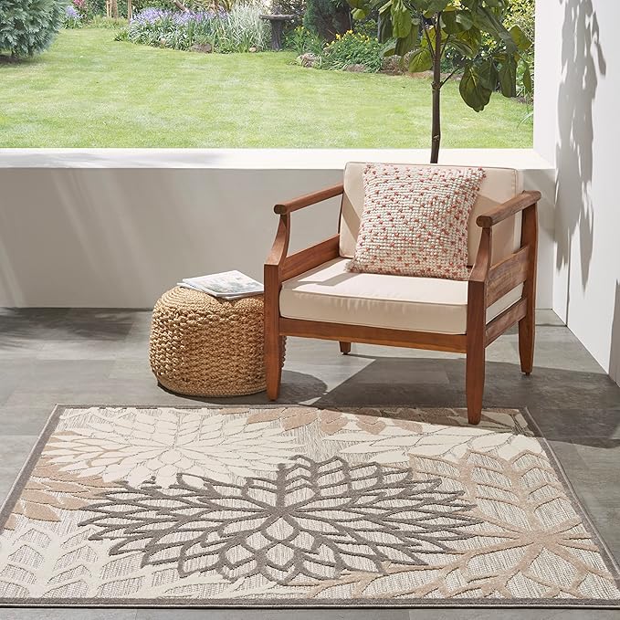 Nourison Home Home Aloha 5' x Square Natural Tropical Rug