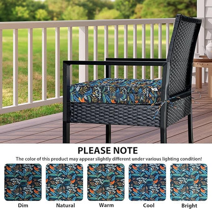 IPYNBAP Outdoor Chair Cushions Set of 4 -Waterproof Outdoor Seat Cushions for Patio Furniture, Patio Chair Cushion with Handle and Ties, Out Door Chair Pads,18.5x16x3-Square, Black Nightingale