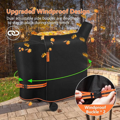 [Upgraded 1000D Heavy Duty Fabric] Grill Cover for Traeger Pro 22/575 Series BAC503, Waterproof Wood Pellet Smoker Cover, Tear & Fade Resistant with Buckle &Zipper, for Traeger Lil'Tex Elite, Eastwood