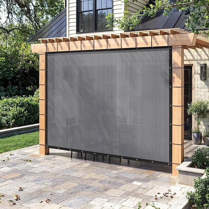90% Sun Shade Cloth with Grommets, Customizing Outdoor Pergola Shade Cover Canopy, Heavy-Duty Mesh Tarp Patio Sun Screen for Lawn Garden Backyard, 14X17 FT, Grey