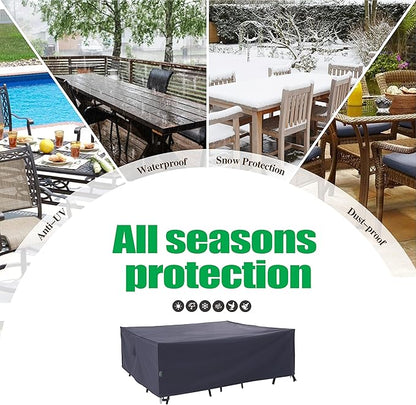 F&J Outdoors Patio Furniture Covers Waterproof Anti-UV Rip-stop Fabric Large Outdoor Furniture Cover, Grey, 108"Wx82"Dx27.5"H
