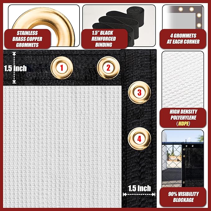 Amgo Custom Made 3' x 3' White Balcony Privacy Screen, Apartment Porch Railing Patio Fence Windscreen Fabric Cloth, Heavy Duty, Commercial and Residential, 90% Blockage (We Customize)