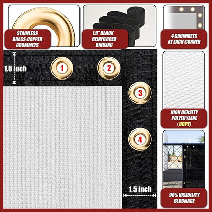 Amgo Custom Made 3' x 124' White Balcony Privacy Screen, Apartment Porch Railing Patio Fence Windscreen Fabric Cloth, Heavy Duty, Commercial and Residential, 90% Blockage (We Customize)