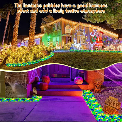 Landical 100 Pcs Large Glow in The Dark Rocks Pebbles Outdoor Fish Tank Rocks Aquarium Gravel Luminous Stones for Walkway Succulent Plant Halloween Decor (Multicolor,1.8 Inch)