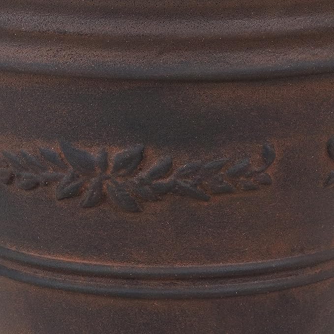 Sunnydaze 13-Inch Laurel Large Plant Pot - Polyresin Round Outdoor Planter with Drillable Drainage Holes - 2 Pack - Rust