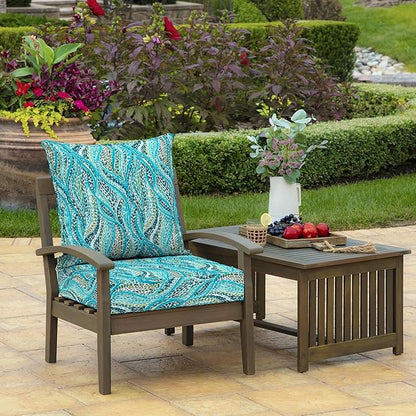 Arden Outdoor Deep Seat Cushion Set (4-Pack), 24 in x 24 in, Weather-Proof, Rain-Proof, Fade Resistant Patio Cushion for Chair, Sofa, and Couch Teal Ariel