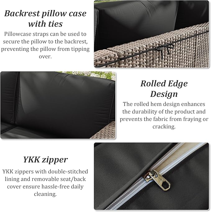 14 Pcs Outdoor Cushion Slipcovers Outdoor Patio Cushion Covers Replacement Waterproof with Zipper for Outdoor Furniture, Patio Sofa Couch 3 Sizes, Covers Only