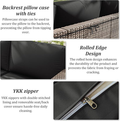 14 Pcs Outdoor Cushion Slipcovers Outdoor Patio Cushion Covers Replacement Waterproof with Zipper for Outdoor Furniture, Patio Sofa Couch 3 Sizes, Covers Only