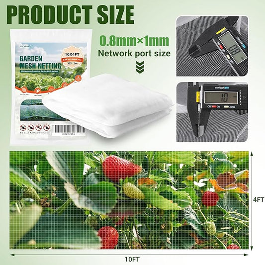 Garden Netting, Fine Mesh Insect Netting, 10x4FT, Plant Cover Raised Bed, Row Cover Makes Plants, Vegetables, Fruits, and Flowers Grow Better